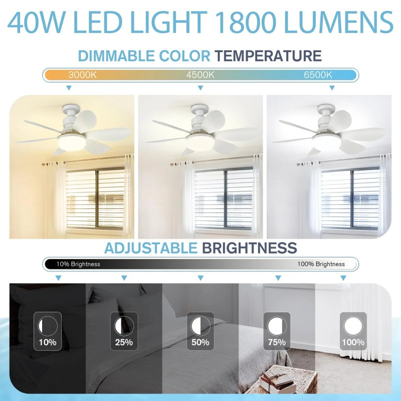 Ventilateur Plafond LED Intelligent avec Télécommande